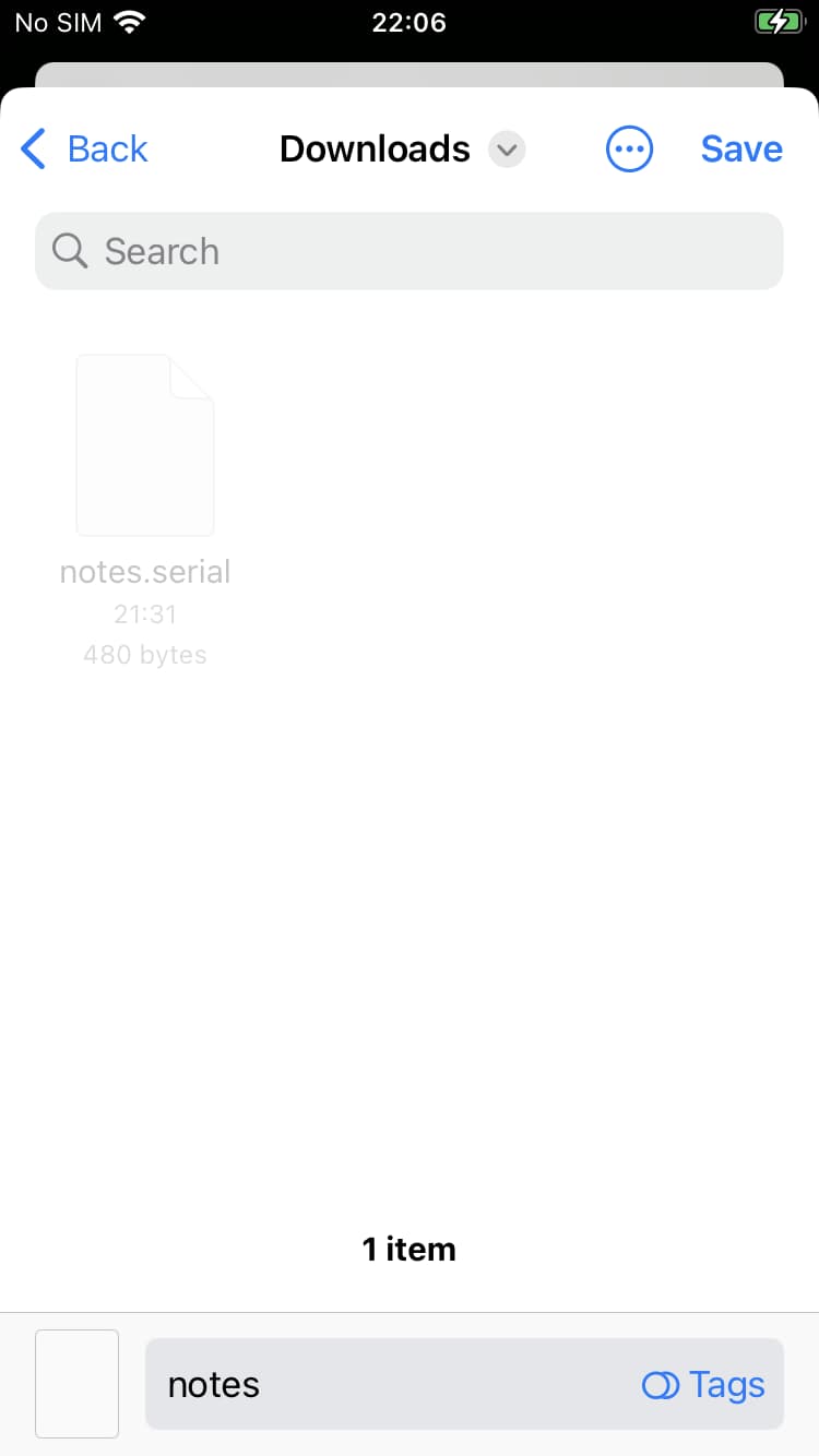 Serial Notes save note location