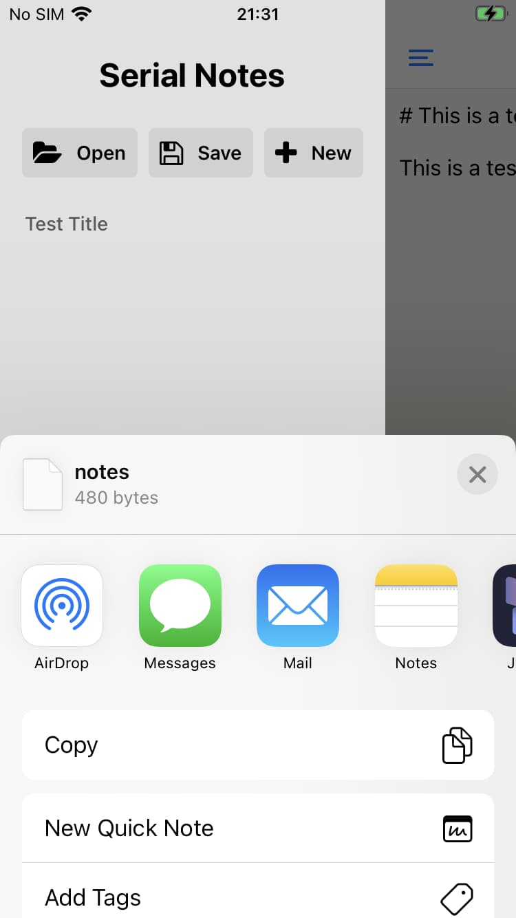 Serial Notes save note