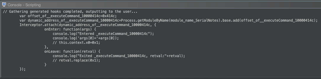 Ghidra SerialNotes frida hook snippet